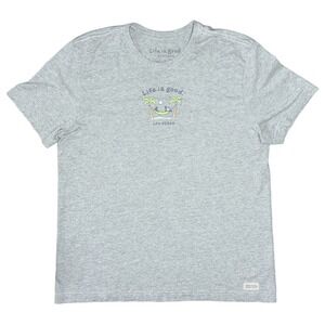 Life is Good - Men's Large Las Vegas Hammock Palm Trees Vintage Fit Gray T-Shirt